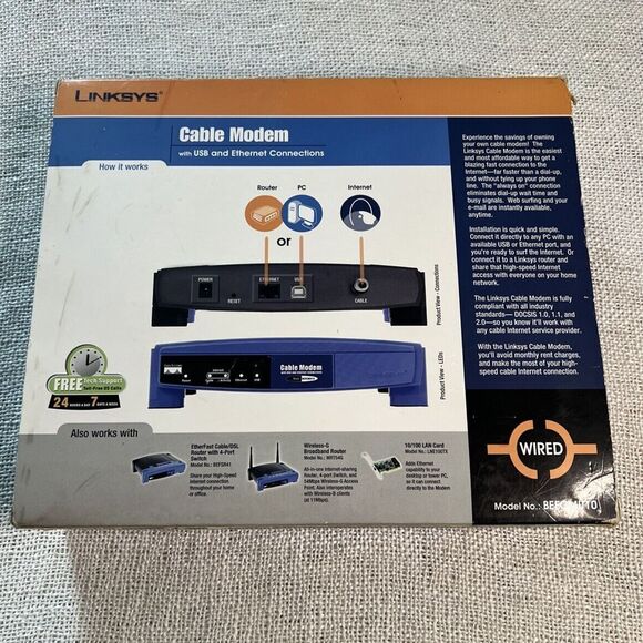 Linksys BEFCMU10 Cable Modem With USB & Ethernet Connections 42.88 Mbps - Picture 6 of 6
